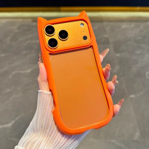 Cute Cartoon Cat Ear Phone Case for iPhone 17 16 15 Pro Max 14 Plus 12 11 13 Air Transparent Armor Hard Shockproof Clear Cover
