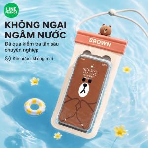 LINE FRIENDS Túi chống nước BROWN Cao cấp Trong suốt Nhựa PVC ABS Bảo vệ Điện thoại Chụp hình Sắc nét Đi du lịch Biển LFB351 LFB373