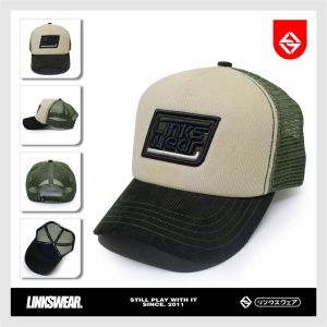LINKSWEAR TOPI CORDUROY TRUCKER HAT CAPS TOPI PRIA JARING  BLACK - CREAM