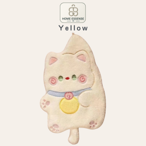 Home Essense SG Adorable Cartoon Cuddly Cat Hand Towel - Hangable Absorbent Soft Reusable Towel with Charming Design for Everyday Use