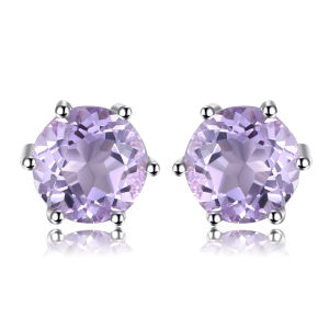 JewelryPalace Birthstone Round Natural Garnet Blue Topaz Amethyst Peridot White Topaz Citrine 925 Sterling Silver Stud Earrings for Women Fashion Jewelry