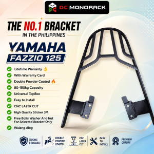 YAMAHA FAZZIO 125 TOPBOX BRACKET HEAVY DUTY LIFETIME WARRANTY DOUBLE POWDER COATED PLUG AND PLAY DCMONORACK
