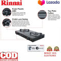 Harga Promo RINNAI Kompor Gas 2 Tungku RI-202S Bahan Sangat Kuat Hitam Teflon SI API BIRU SUPER AWET. 