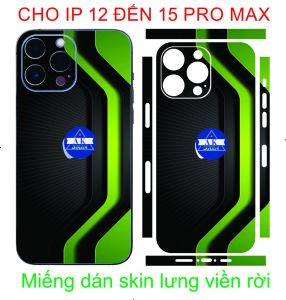 Miếng Dán skin 3M lưng viền rời IP 12 đến 15 pro max bảo vệ máy chống trầy xước và làm đẹp tạo thêm diện mới.
