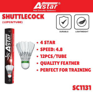 Badminton Shuttlecock | Shuttlecocks | Astar | 12pcs per tube | Bulu Tangkis | Training | Beginner