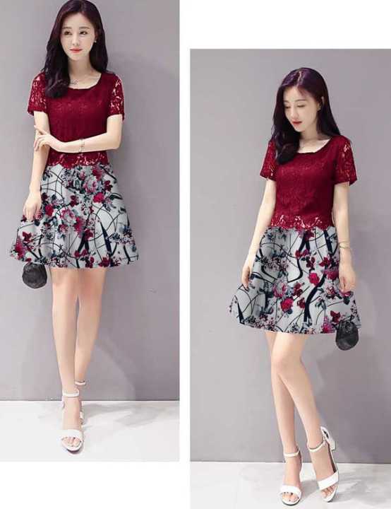 C&Buy Store Dress Midi Brukat Wanita Dewasa Remaja Modern Rok