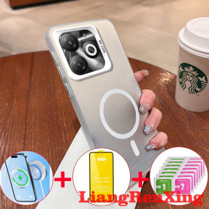 [4 in 1] ด้วยกระจกนิรภัยกรณีสำหรับ infinix สมาร์ท8 Pro tecno Spark Go 2024ร้อน40I Spark 20 20C 5กรัมศัพท์กรณีฮาร์ดกรณี TPU กันกระแทกปกการออกแบบใหม่ความงามไร้สาย cymbs01