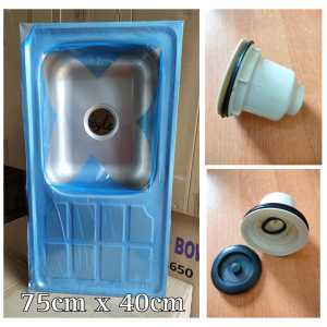 Sink wastafel bak cuci piring stainless 76 cm + saringan bak + selang pembuangan komplit Kualitas Terjamin