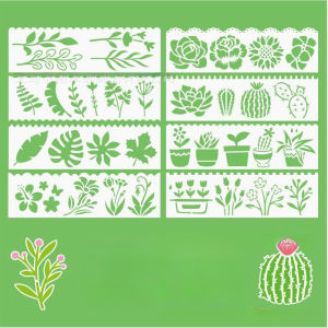 เด็กวาดแม่แบบเครื่องเขียน 8 ชิ้นยาววาดแม่แบบบัญชีมือไม้บรรทัดลูกไม้กลวง