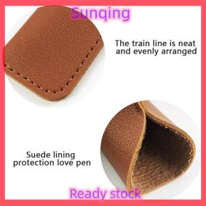 SQ Stationery [Flash Sale] PU Leather Pencil Holder School Pen Storage Bag Pen Case Solid Color Wear-resistant Pen Protective Sleeve Small Sign Pen Cover