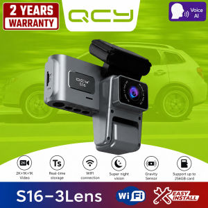 QCY S16 3 Lens Dashcam 2K front + 1K + 1K rear with Super night vision and WiFi