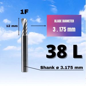 end mill carbide 1 flute spiral akrilik kayu acrylic MDF dia 3.175 mm