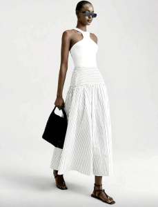 Elegant Full-Length Pleated Skirt with Elastic Waist for Women EE