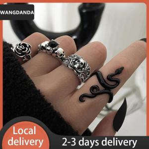 [COD] WANGDANDA Ship within 24 hours 1Set Fashion Creative Punk Poker Joker Rings For Men Retro Personality Goth Skeleton Couple Rings Jewelry Accessories Gifts