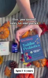 Men vi sinh lovebug Toddler Probiotics 15 tỷ lợi khuẩn cho bé 1 - 4 tuổi - ✔️ Tăng hấp thu dinh dưỡng — bé ăn vào nạp chất tối đa ✔️ Cân bằng hệ vi sinh — hết phân chua phân nhầy phân xanh ✔️ Tăng đề kháng — bảo vệ bé khỏi bệnh vặt hằng ngày
