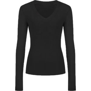IELGY V-neck long-sleeved T-shirt for women slim waist and straight shoulder short bottoming shirt