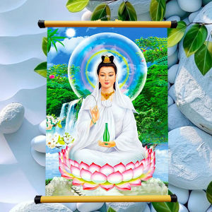 Tranh Bồ Tát Quán Thế Âm Treo tường in trên vải - Nẹp Nhựa Kích thước 20x30 cm - 30x40 cm