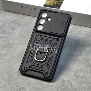 Samsung S25 FE Case Robot Ringstand Slide Kamera Black Samsung S25 FE
