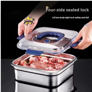 LUXURIANT Food Tray Stainless steel Food Container with Lid portable Fresh Keeping box lunch box storage box