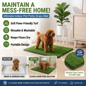 🌱 Pet Play Simulated Grass Mat / Dog Toilet Grass Pad / Puppy Pee Pad For Indoor Outdoor Training / Durable Artificial Turf / Easy Clean / EcoFriendly Material Pet Play Simulated Grass Mat Dog Toilet Grass Pad