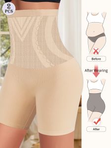 ZEEMIN High Waist Womens Shapers Tummy Contouring Seamless Breathable Soft Panties Womens Underwear Four Corner Panties Flat Panties
