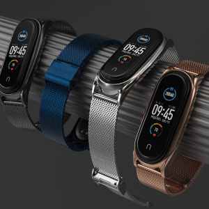 NEEKFOX Metal Strap for Xiaomi Mi Band 3/4/5/6/7 Stainless Steel Strap for Miband 3/4 Miband 5/6 Adjustable Wristbands for Mi Band 7 Accessories