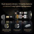 TRN TA3 Hi-FI 1BA 2DD In-ear Monitors Earphones With 3.5mm/2.5mm/4.4mm Gold-plated Audio Jacks Knowles Hybrid Beryllium-plated Dynamic Headphone Metal Running Noise Cancelling Running IEM Headset. 