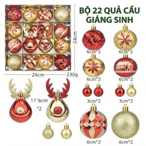 Bộ Phụ Kiện Trang Trí Cây Thông Noel Cao Cấp Full Chi Tiết (Quả Châu Nơ Chuông Ngôi Sao) Đồ Decor Giáng Sinh