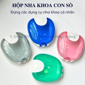 Hộp nha khoa con sò đẹp nhỏ gọn dễ mang theo đựng các khí cụ nha khoa như răng giả niềng tháo lắp miếng chống nghiến-TIVT