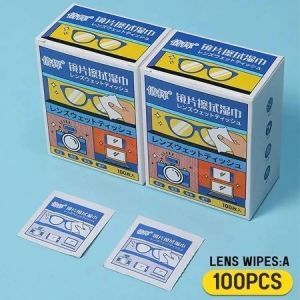 [100 Pcs] Spectacles Wipes 1 Box Glasses Cleaner Wet Wipes Eyewear Wet Tissue