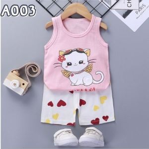 ชุดเซ็ตเสื้อกล้ามเด็ก ชุดเด็กแขนสั้น ชุดลำลอง ชุดเสื้อกล้ามเด็กเสื้อ+กางเกง1 เซ็ต ผ้าคอตตอนใส่สบาย เหมาะกับสภาพอากาศร้อนในไทย