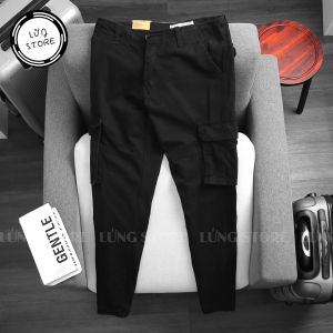 Quần dài kaki nam túi hộp cao cấp LỬNG STORE màu đen trơn - DA06