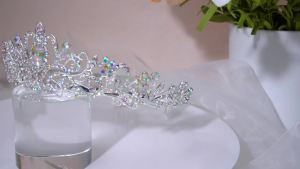 COCIDE Silver Tiara Crowns Aurora Borealis Crystal Headband Princess Colorful Rhinestone Crown with Combs Bride Headbands Bridal Wedding Prom Birthday Party Hair Accessories Jewelry for Women Girls