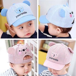 Cute Baby Boy Cap Embroidery Bear Baby Baseball Cap with Ear Summer Autumn Children Cotton Sun Hat