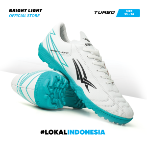 Bright Light Sepatu Futsal Anak Turbo KD Putih Tosca Gerigi - Sepatu Olahraga Futsal Original
