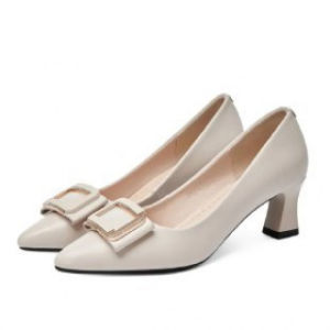 [Free Shipping] MomS High Heels WomenS Wedding Shoes Thick-Heeled Autumn Leather Shoes Comfortable And Soft-Soled Soft Leather Flats Sweet Style