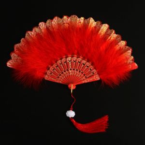 ZENO Double Sided Foldable Cheongsam Hand Fan with Plastic Fan Bone Chinese Ancient Style Fur Womens Fashion Show Fan High Quality Black White Lace Folding Handheld Dance Fan Fairy Style Girls