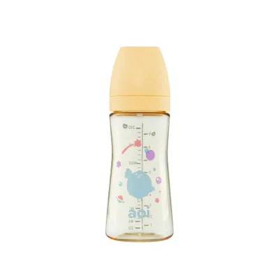 Bình Sữa Cho Bé Aoi Flow Đơn Sắc 280ml 180ml Màu Vàng Baby Núm Ti Mềm Mại Cho Bé - Bibomart