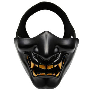 Paintball Military Tactical Prajna Half Face Mask Samurai Hannya Horror Skull Halloween Airsoft Hunting Protective Half Masks