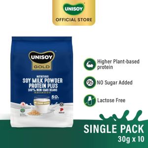 [NEW LAUNCH] UNISOY Nutritious Soy Milk Powder Protein Plus 30g x 10 sachets (No Sugar Added) (Single Pack)