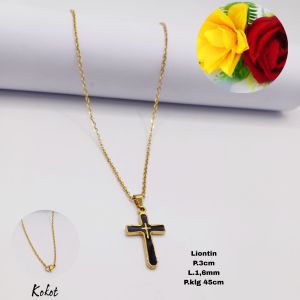 bandar titanium acc Kalung salib Titanium Gold variasi Terbaru anti karat Anti Luntur (COD)