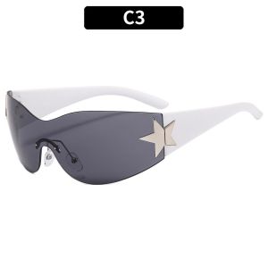 XIAHU Oversized One Piece Eyewear Rimless Goggle Wrap Around Shades Sports Sun Glasses Y2K Sunglasses for Women Men