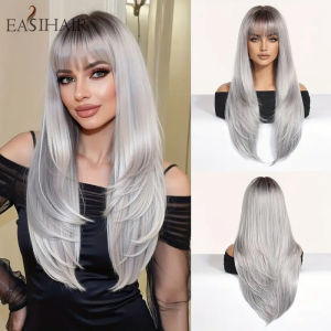 Tóc vàng dài nhiều lớp Tóc giả tổng hợp thẳng với tóc mái Tóc vàng Cosplay Bữa tiệc Tóc giả tự nhiên cho phụ nữ Sử dụng chịu nhiệt2026