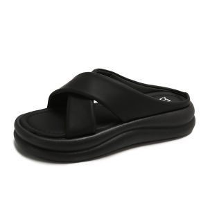 [Free Shipping] WomenS Thick-Soled Cross-Strap Sandals New Summer Style Korean Design Suitable For Casual Wear And Beach Outings