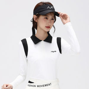 New Golf Clothing  Fall Womens Long-sleeved Button-down T-shirt With Patchwork Color Combination Trendy and Versatile Quick-drying Breathable High-end Elastic Comfortable Outdoor Casual Sportswear Set Skirt