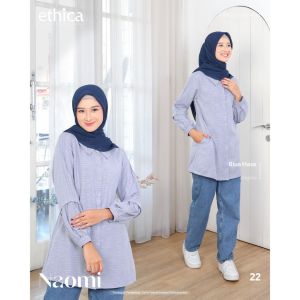 Terbaru Atasan Tunik Ethica Polos Casual Naomi 22 Blue Haze Dalgona Premium