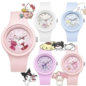 นาฬิกาข้อมือ ลาย Hello Kitty Kawaii Sanrio Kuromi My Melody Cinnamoroll เรืองแสงได้ ของขวัญวันเกิด สําหรับเด็กนักเรียน