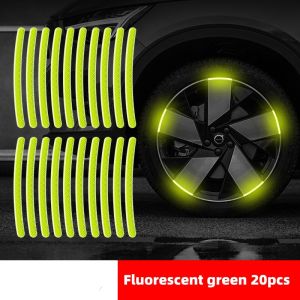 20pcs Car Wheel Hub Reflective Sticker Tire Rim Reflective Strips Luminous Sticker for Night Driving