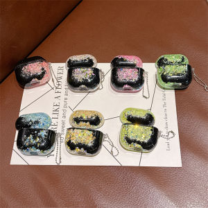 Glitter Luminous Quicksand Earphone Case Cover for AirPods 4 3 2 Pro Model Headphone Move Sand Sequins Shell Protective Hard Bag