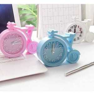 Jam Meja Berdiri Model Sepeda / Jam Analog Alarm / Jam Lucu Unik / Jam Bentuk Sepeda / Jam Beker Kantor Ezzy